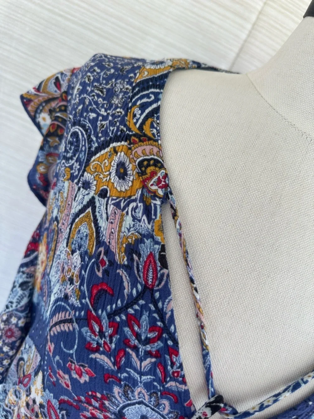 Knox Rose Navy Blue Floral Tassel Peasant Dress - Picture 14 of 17